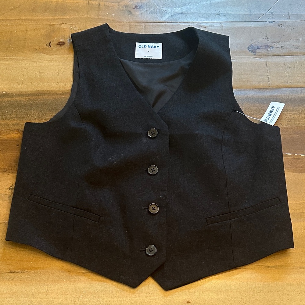 Old Navy Womens Black Button-Up Vest